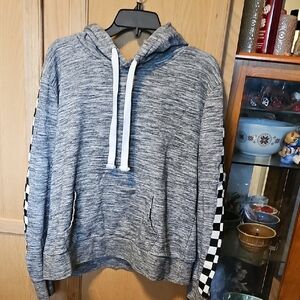 Reflex Gray Hoodie with Checkered Sleeves